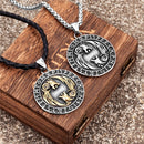 Never Fade Norse Wolf Necklace Men Stainless Steel Gold Color Vikings Rune Vegvisir Amulet Pendant Scandinavian Jewelry Gift New