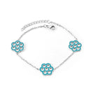 LUXUSTEEL Stainless Steel Blue Evil Eye Crystal Pendants Bracelet for Women Cuban Link Chain Bracelet Bling Fashion Jewelry Gift