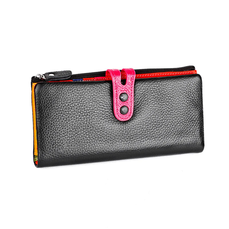 CICICUFF Fashion Wallet Women Genuine Leather Long Clutch Ladies Purse with Zipper Pocket Colorful Phone Wallet Female Billfold