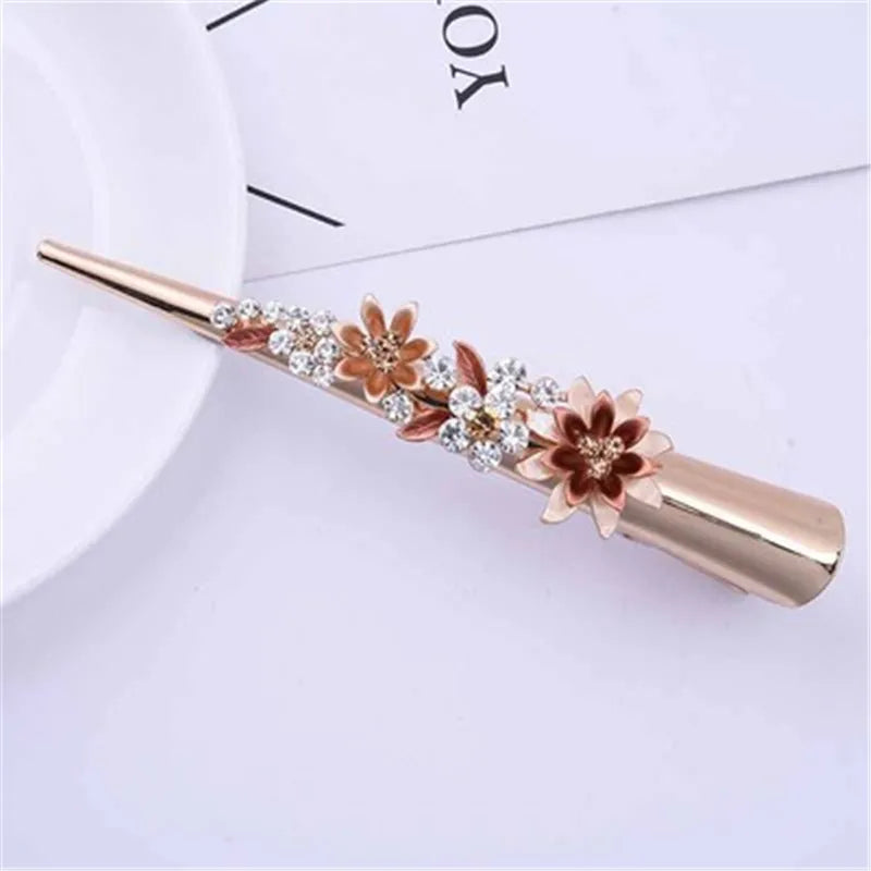 Flower Rhinestone Women Hair Accessories  Beautiful Floral Hair Clip Girls Hair Pins Sweet Wedding Headwear Crystal Barrette