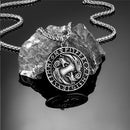 Never Fade Norse Wolf Necklace Men Stainless Steel Gold Color Vikings Rune Vegvisir Amulet Pendant Scandinavian Jewelry Gift New