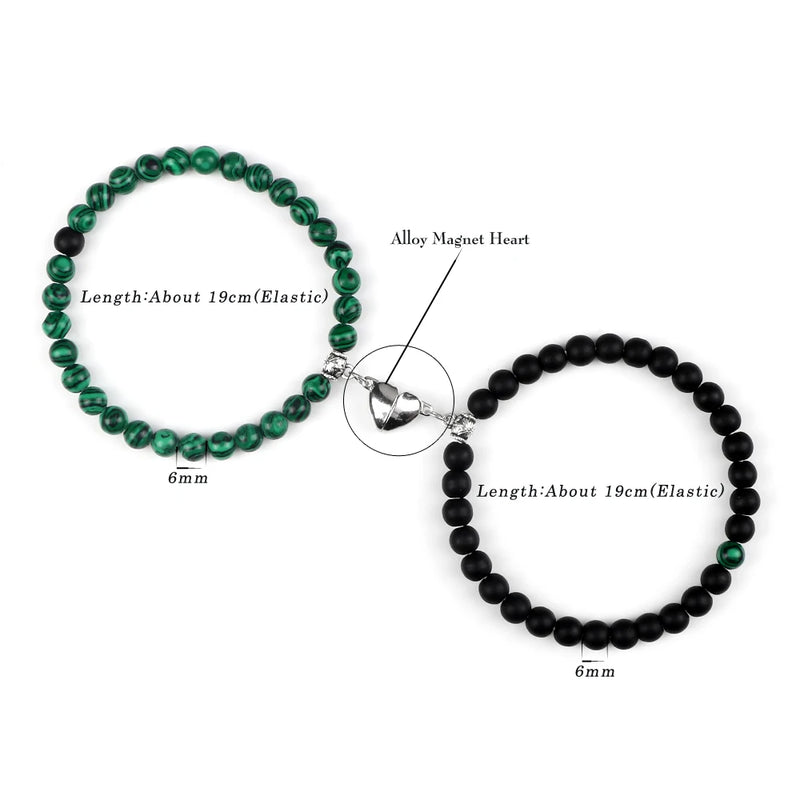 Fashion 2pcs/Set Magnet Couple Bracelets Natural Stone Beads Bracelets For Lovers Distance Valentine Bracelet Friendship Jewelry