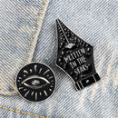 Black Dark Style Pins Pen Eyes Round Enamel Brooch Punk Cool Lapel Pin Custom Button Badge Fashion Jewelry Gifts For Friends Men