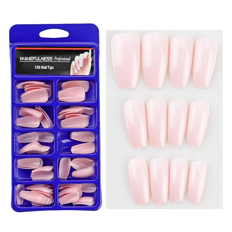 Fake Nails 100PCS Claw Shape Full Cover Wearable DisassemblyGlossy Pure White Red Orange Natural False Nails Tips