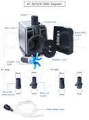 ATman 2.5W 5W 6W 8W 13 27W fishtank waterpump Submersible Water Fountain Pump Filter Fish Pond Aquarium Water Pump Tank Fountain