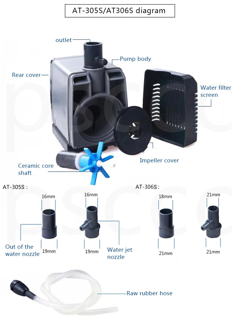 ATman 2.5W 5W 6W 8W 13 27W fishtank waterpump Submersible Water Fountain Pump Filter Fish Pond Aquarium Water Pump Tank Fountain