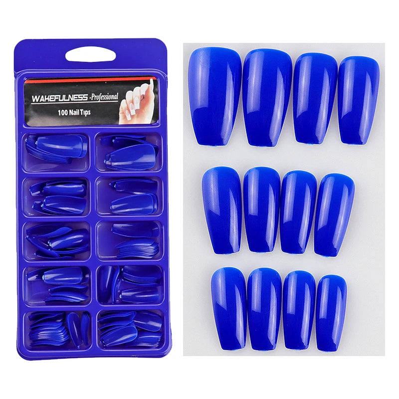 Fake Nails 100PCS Claw Shape Full Cover Wearable DisassemblyGlossy Pure White Red Orange Natural False Nails Tips