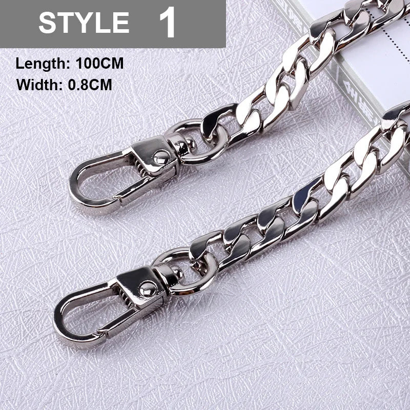 100cm DIY Women Metal Bags Strap Chain Stainless Steel Bag Belt For Crossbody Girl Detachable Shoulder Accessories Handbag Strap