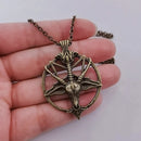 Pan God Skull Necklace Fashion Vintage Women Men Pentagram Goat Head Pendant Chain Unisex Luck Alloy Retro Necklace Jewelry
