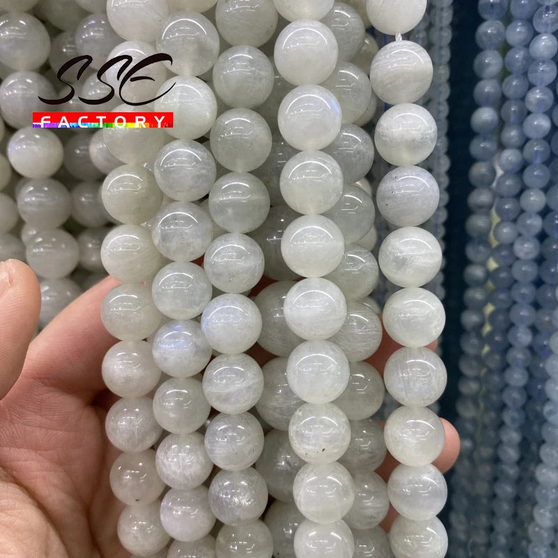 A+ Natural Moonstone Beads Smooth Round Loose Spacer Beads For Jewelry Making DIY Beads Bracelets Necklace 6/8/10mm 15" Strand