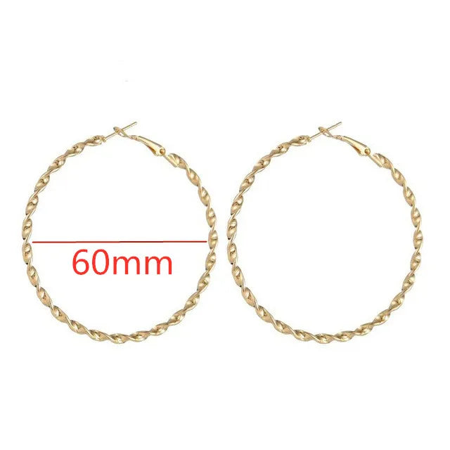 4-8CM Exaggerated Big Smooth Circle Hoop Earrings  for Women Aros Simple Round Loop Ear Wedding Jewelry Brincos Cool Gift