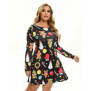 Christmas Mini Dresses For Women Fashion Christmas Trees Print Long Sleeve Loose Dress 2022 New Year Autumn Ladies Party Dress