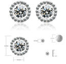 YANHUI With Credentials Original 925 Silver Needle Round Cubic Zircon Stud Earrings Allergy Free Jewelry For Women Girl Gift