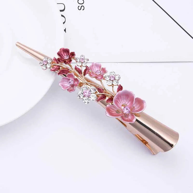 Flower Rhinestone Women Hair Accessories  Beautiful Floral Hair Clip Girls Hair Pins Sweet Wedding Headwear Crystal Barrette