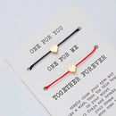 2pcs/set ONE FOR YOU ONE FOR ME Together Forever Love Infinity 8 Charm Bracelet Red String Couple Bracelets Lovers Wish Jewelry