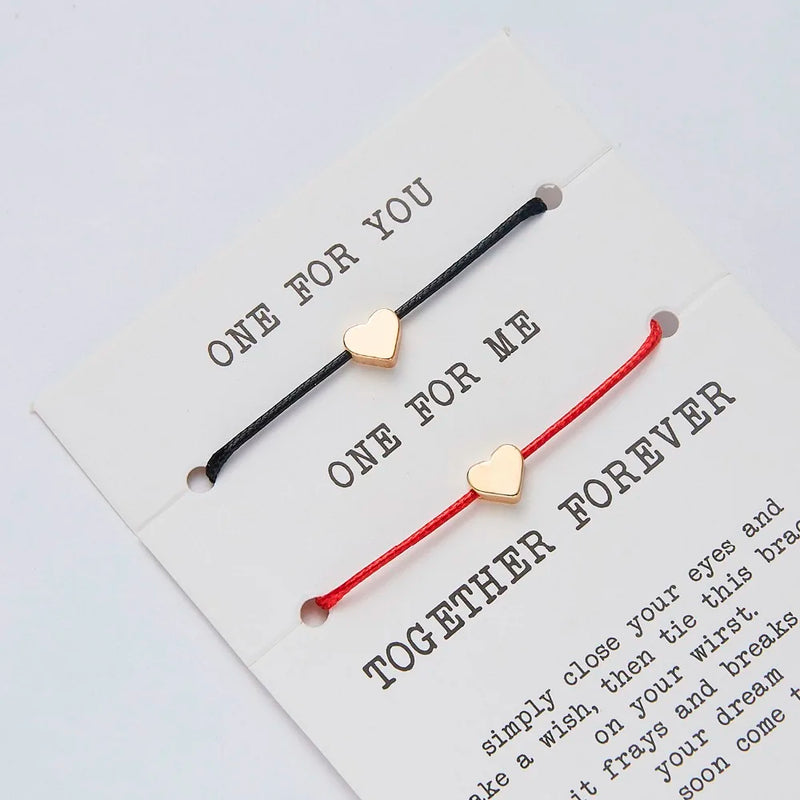 2pcs/set ONE FOR YOU ONE FOR ME Together Forever Love Infinity 8 Charm Bracelet Red String Couple Bracelets Lovers Wish Jewelry