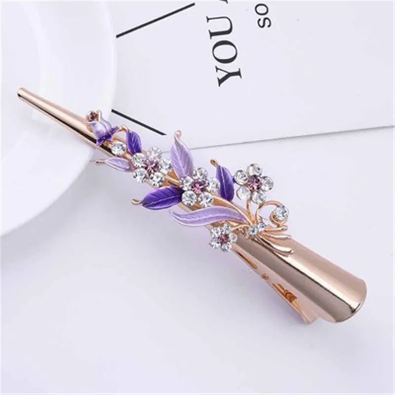 Flower Rhinestone Women Hair Accessories  Beautiful Floral Hair Clip Girls Hair Pins Sweet Wedding Headwear Crystal Barrette