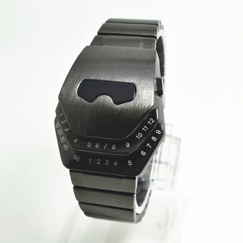 Personalized Men's Watch Men Led Watches Unique Dial Black Stainless Steel Multifunctional Electronics Wristwatches Reloj Hombre