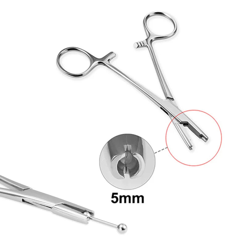 1pc Surgical Steel Tweezers for Catch Bar Grasp Clamp Plier Professional Clip Hold Pole Balls Forceps Body Piercing Jewelry Tool