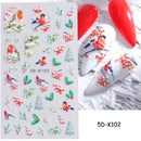 5D Nail Sticker Christmas Nail Art Snow Bird Gingerbread Man Design Santa Cartoon Sliders Winter White Decals Wrap FB5DK098-103