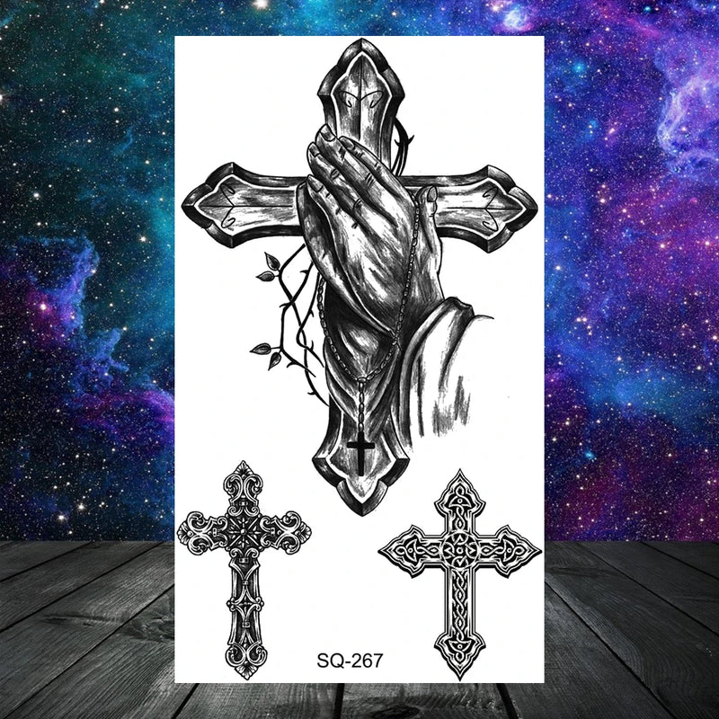 وشم مؤقت واقعي على شكل أشواك وتنين وذئب للرجال البالغين والأطفال وشم مزيف على شكل جمجمة نمر وأسد ورقبة وذراع ويدين وشم صغير