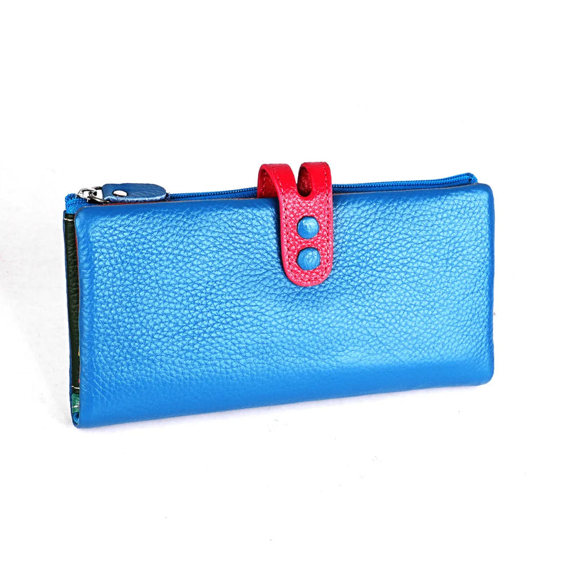 CICICUFF Fashion Wallet Women Genuine Leather Long Clutch Ladies Purse with Zipper Pocket Colorful Phone Wallet Female Billfold