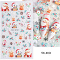 5D Nail Sticker Christmas Nail Art Snow Bird Gingerbread Man Design Santa Cartoon Sliders Winter White Decals Wrap FB5DK098-103