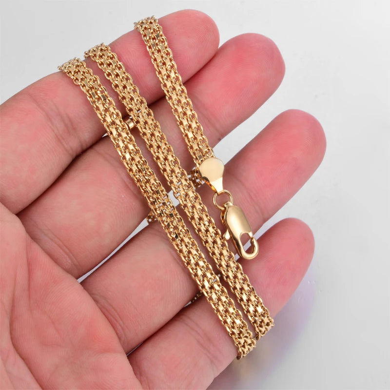 Dubai Arab Gold Color necklace For Man Women Tone Snake Chain Miami Cuba Link with Round Box and Wheat Chains Choker Jewelry