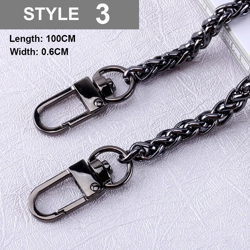 100cm DIY Women Metal Bags Strap Chain Stainless Steel Bag Belt For Crossbody Girl Detachable Shoulder Accessories Handbag Strap