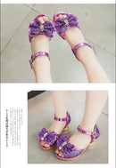 Girls Sandals Summer 2021  New Children's Princess Shoes Little Girls High-heeled Bow-knot Crystal Sandals Party Dress Wedding