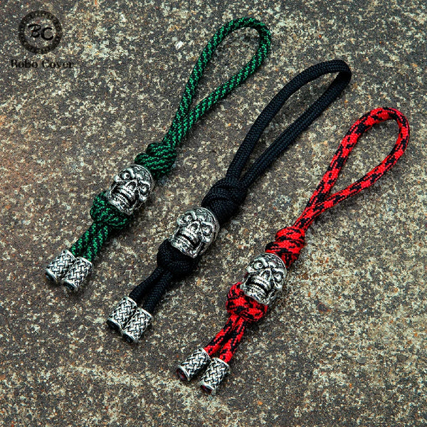 Retro Viking Pirate Skull Keychains Men Keyring Women Amulet Lanyard Bag Knife Rope Antique Pendant Accessories Handmade Jewelry