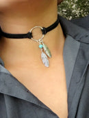 Choker Necklace Suede Choker Necklace Bohemian Feather Necklace Trendy Bohemian Feather Suede Choker Necklace