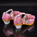 Girls Sandals Summer 2021  New Children's Princess Shoes Little Girls High-heeled Bow-knot Crystal Sandals Party Dress Wedding