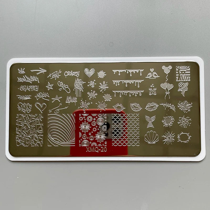 XMQ Steel Nail Art Stamping Plates Template Image Plate Graffiti Nais Printing Tools 6*12cm