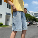Retro Blue Denim Casual Shorts Men Summer Loose Harajuku Hip Hop Ins Fashion Baggy All-match Basic Designer Multi Pockets Teens