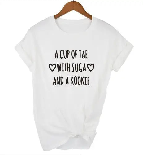 V kim taehyung letter Women tshirt Cartoon Casual Suga Printed Kpop style star Female Tops Tee Short Sleeve Aesthetic Tshirt