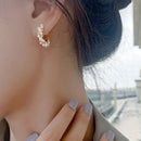 Elegant Artificial Pearl Wound Metal Twist Hoop Earrings 2023 New Fashion Jewelry Party Sweet Accessories For Woman Girls Gift