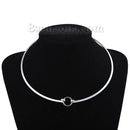 304 Stainless Steel Collar Neck Ring Necklace Silver Color Round , 1 Piece
