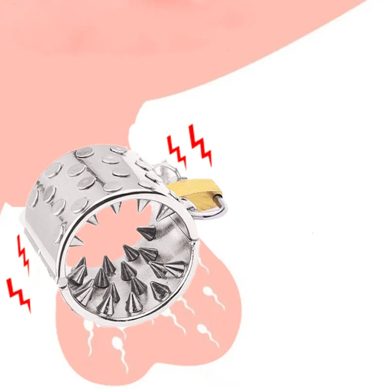 قفل قضيب معدني، حلقة قضيب، أداة تمديد كرات الذكور الثقيلة، تأخير وقت القذف، ألم حاد للرجال