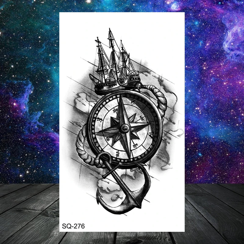 وشم مؤقت واقعي على شكل أشواك وتنين وذئب للرجال البالغين والأطفال وشم مزيف على شكل جمجمة نمر وأسد ورقبة وذراع ويدين وشم صغير