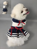 Unique Handmade Dog Clothes Pet Supplies Student Couples Dress Girls School Uniforms Pleated Skirt Boys Navy Sailor Jumpsuit Cat