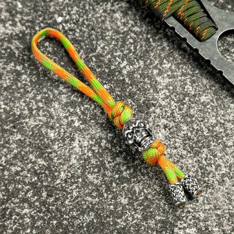 Retro Viking Pirate Skull Keychains Men Keyring Women Amulet Lanyard Bag Knife Rope Antique Pendant Accessories Handmade Jewelry