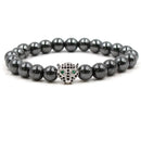 Weight Loss Nature stone Magnetic Therapy Health Bracelet Trendy Hematite Round Black Charm Stretch Bracelet For Men Women