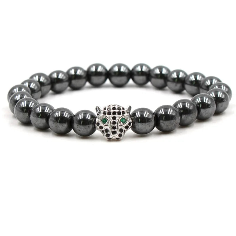 Weight Loss Nature stone Magnetic Therapy Health Bracelet Trendy Hematite Round Black Charm Stretch Bracelet For Men Women