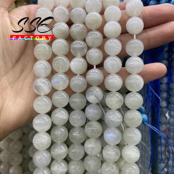 A+ Natural Moonstone Beads Smooth Round Loose Spacer Beads For Jewelry Making DIY Beads Bracelets Necklace 6/8/10mm 15" Strand