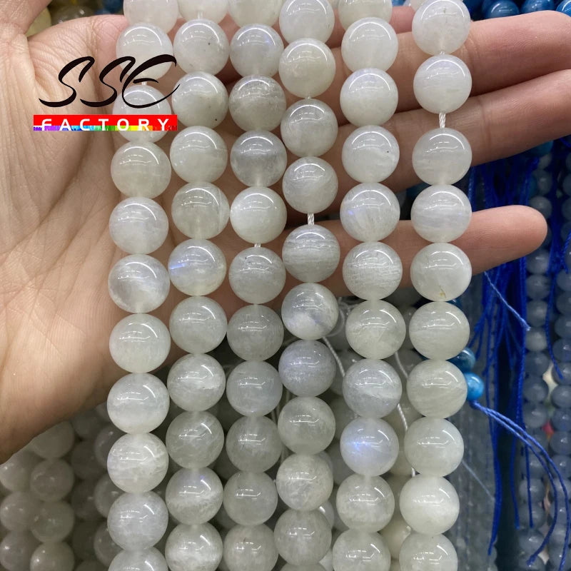 A+ Natural Moonstone Beads Smooth Round Loose Spacer Beads For Jewelry Making DIY Beads Bracelets Necklace 6/8/10mm 15" Strand