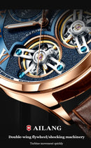 AILANG Original Design men's Double Flywheel Automatic Mechanical Watch Fashion Leisure Business Luxury Clock