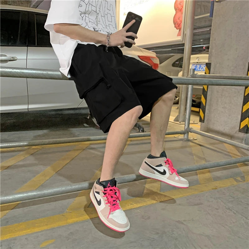 Men Casual Shorts Solid Leisure All-match Multi-pockets Summer Oversize S-3XL Harajuku Baggy Cargo Trousers Streetwear Ins BF