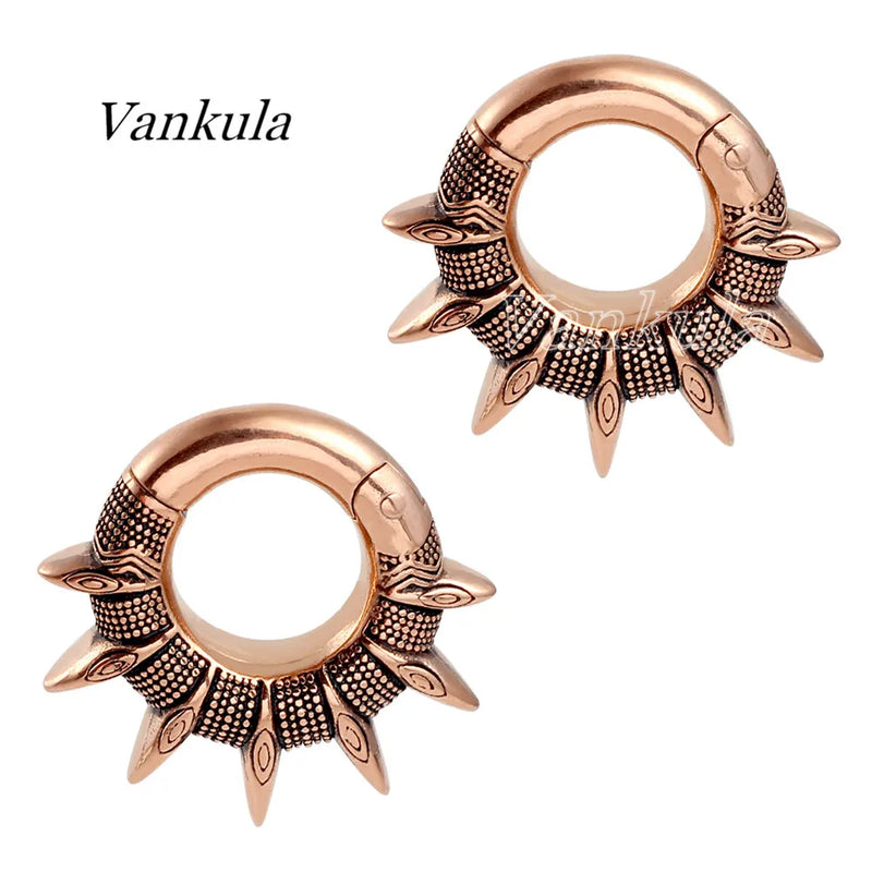 Vankula 2pcs 316L Stainless Steel Spiky Ear Weights Ear Plugs Tunnels Expander Gauge Hanger Body Piercing Jewelry Earrings