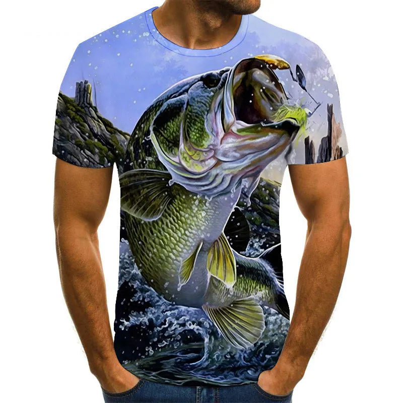 2023 Hot New Men Leisure 3D Printing T Shirt Funny Fish Print Tees Men/Women T-shirt Hip Hop Streetwear Oversized Harajuku Tops
